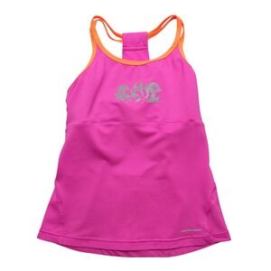 Nishiki Cycling Tank Women Medium Pink Orange Racerback Shelf Bra Pocket